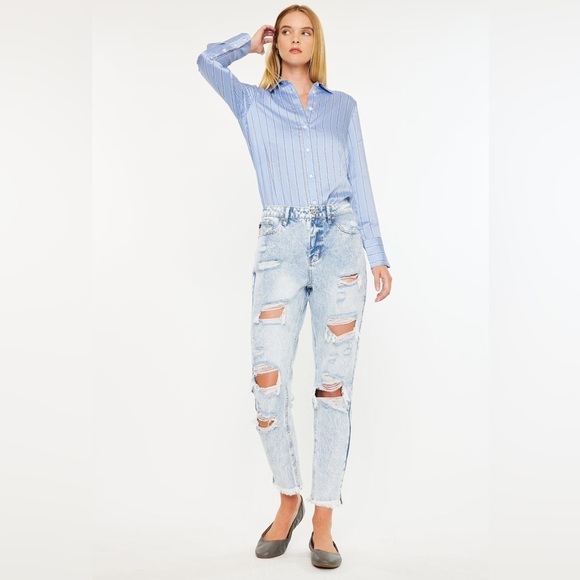 KanCan Denim - KanCan Collie High Rise Mom Jeans Distressed Blue‎ Jeans size 9/28